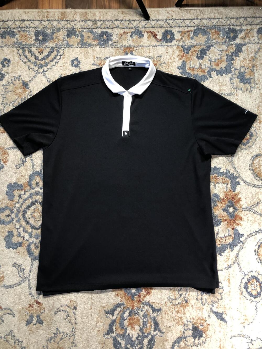 Bad Birdie Polo Shirt Mens 2XL Black Solid Golf Contrast Collar Short Sleeve